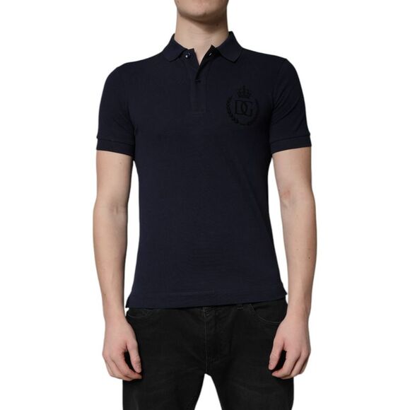 Dolce & Gabbana Polo Shirt Embroidered Logo Men Blue Polos